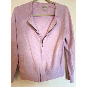 LL Bean Women's Lavender Cotton/Cashmere Zip Up Cardigan Sweater -Small